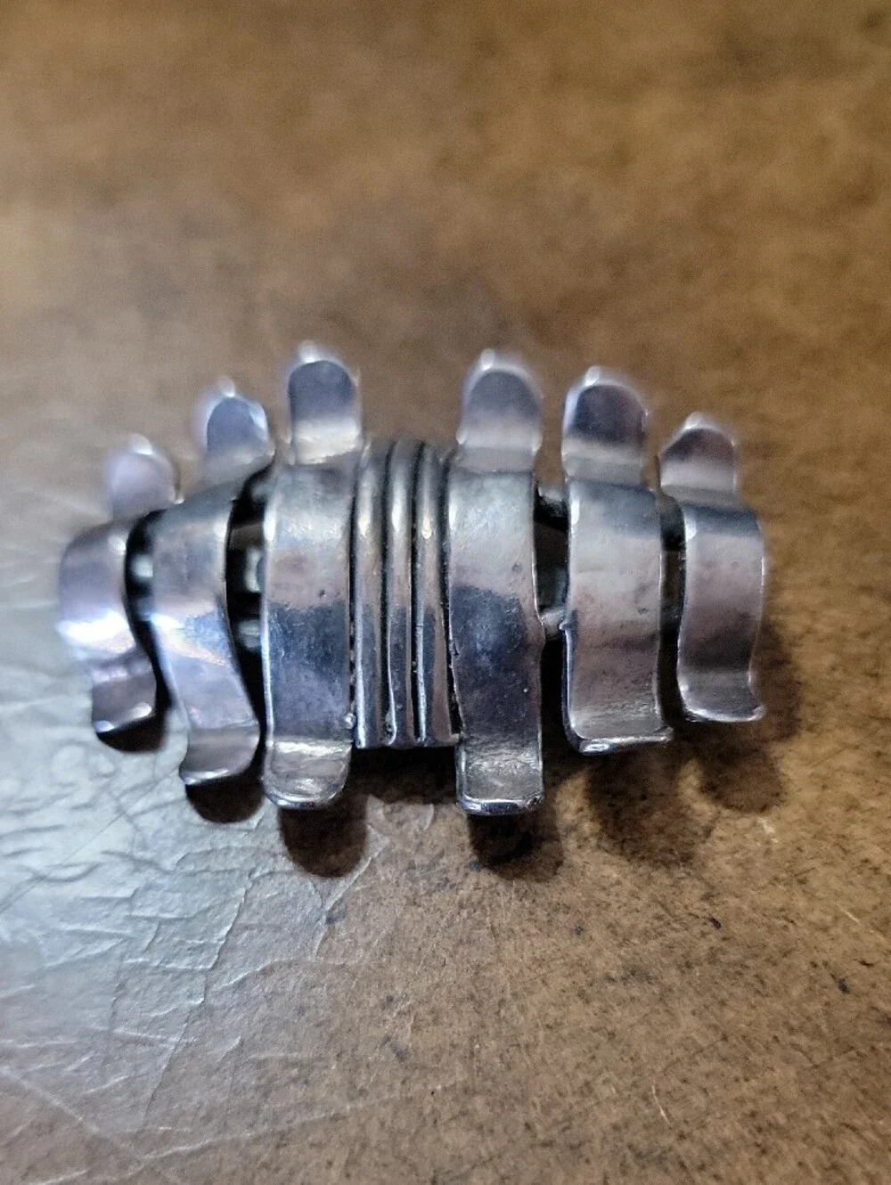 Artisan Sterling Silver Abstract Wave Brooch